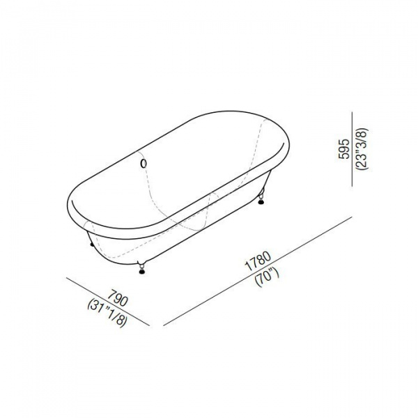 Agape Ottocento Ванна встраиваемая 178х79х59.5 см