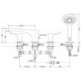 TOTO NC Смеситель для ванны c ручным душем, 525x298x226мм, на 4 отв., Comfort Wave цвет: хром