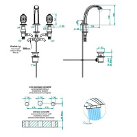 THG Amboise Onyx noir Смеситель для раковины, 3 отв., цвет: золото/оникс