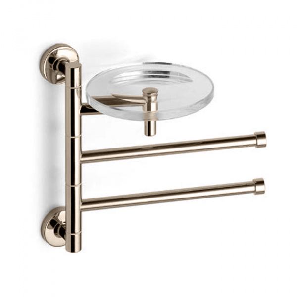 Bertocci Cinquecento Полотенцедержатель поворотный, двойной 23 см с мыльницей, подвесной, цвет: nichel mat