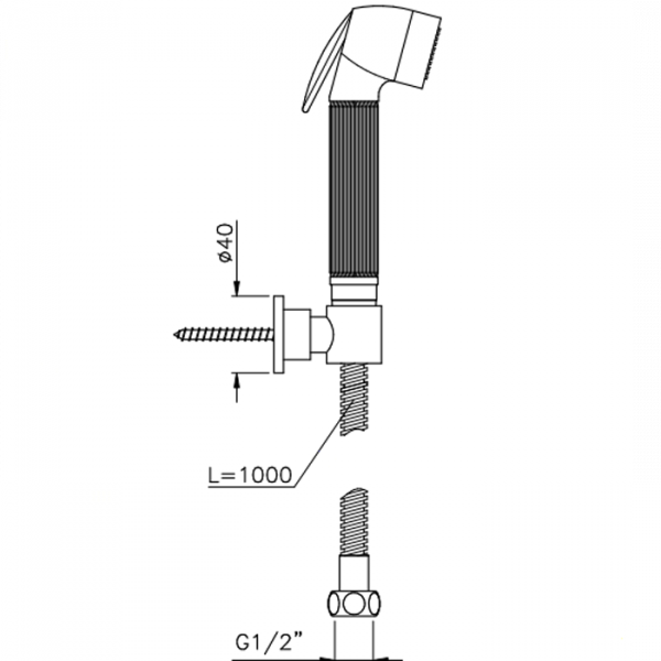 Nicolazzi Doccia Гигиенический душ, шланг 100см. гибкий. с поддержкой, цвет: хром
