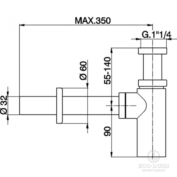 CISAL Сифон 1&quot1/4 для раковины, цвет: никель матовый