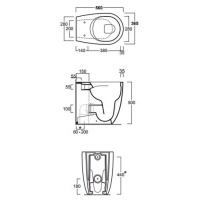 SIMAS Vignoni унитаз напольный приставной безободковый &quotRimless" высокий H=50см, 56х36,5см, слив универсальный, цвет: белый, сиденье на выбор