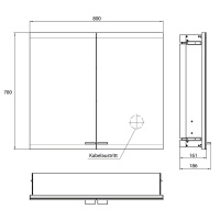 EMCO Evo Зеркальный шкаф 80xh70см с подсветкой, встраиваемый, 2 двери, 2 полки, розетка, цвет: алюминий