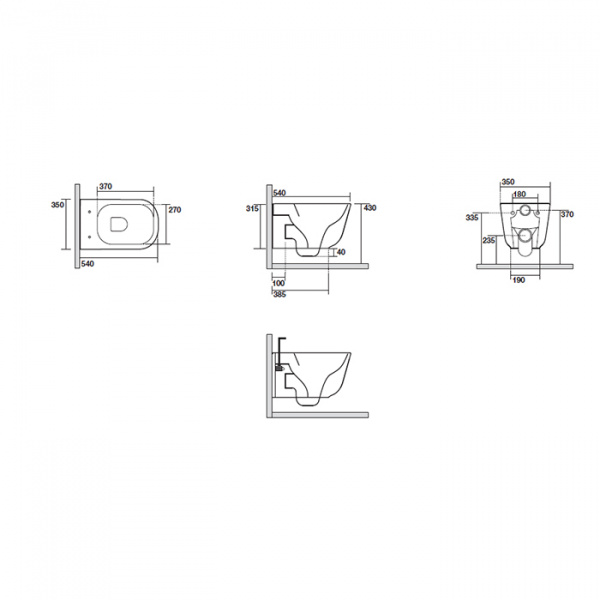 Kerasan Tribeca Унитаз подвесной 54х35см, безободковый, c креплением WB9N, цвет: Nocciola