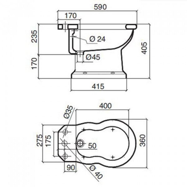 Sbordoni Neoclassica Биде напольное 59х36см, цвет: черный