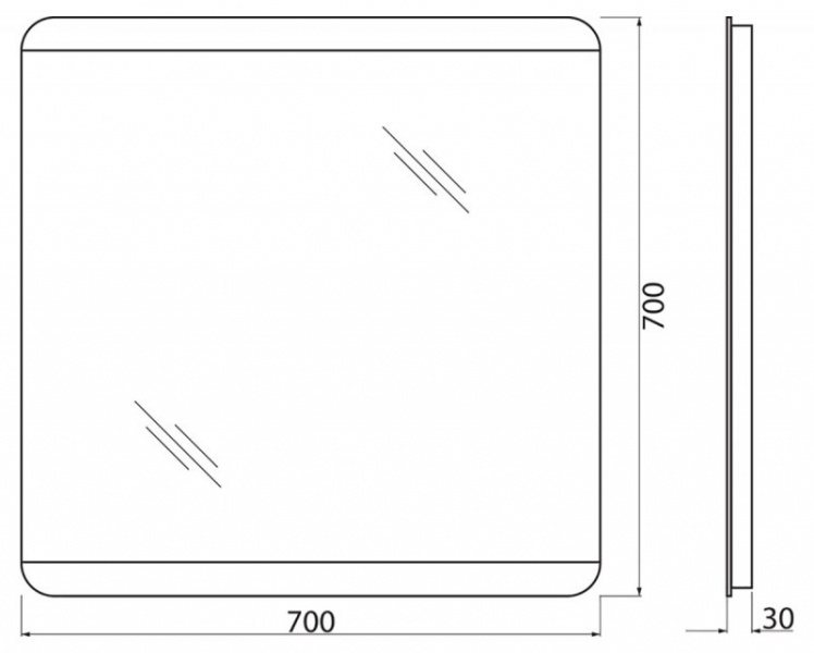 Зеркало с встроенным светильником и кнопочным выключателем SPC-CEZ-700-600-LED-BTN, 12W, 220-240V, 700x30x600 SPC-CEZ-700-600-LED-BTN