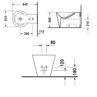 Duravit Биде напольное приставное, 64х41см, с 1 отв под смеситель, цвет: белый