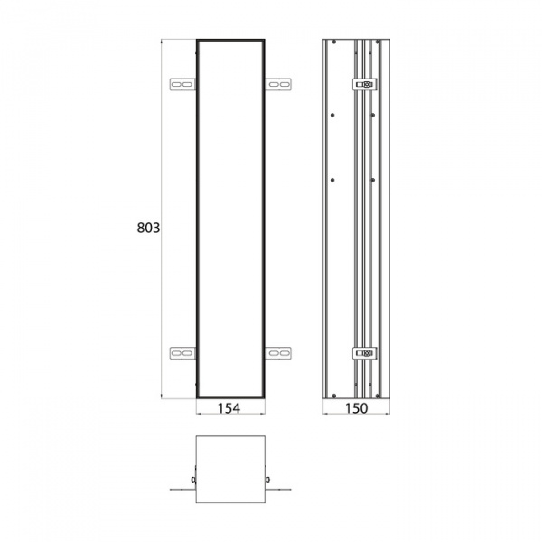 Emco Asis module 2.0 Встр.модуль для туалета 15.4х15xh80.3см, 1 дверь под плитку петли L, держатель т/бумаги, ёршик, цвет: алюминий