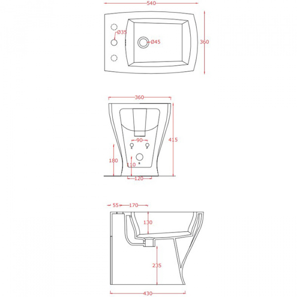 Artceram JAZZ биде напольное 54х36см с 1 отв под смеситель с креплением, цвет: белый