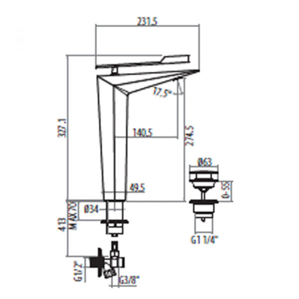 Gattoni Fly Смеситель для раковины высокий однорычажный, цвет: хром
