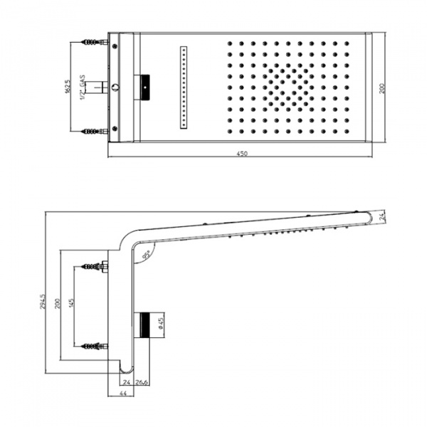 Bossini Syncro-Rain Верхний душ 45х20см., настенный, 3 режима, цвет: хром
