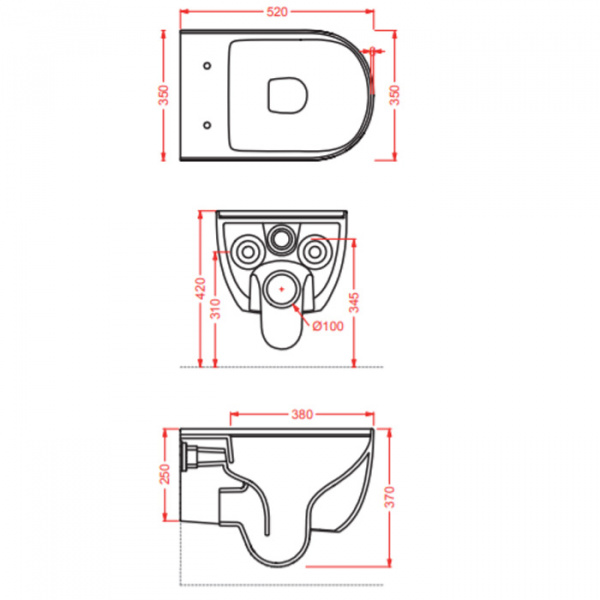 Artceram THE ONE Унитаз подвесной безободковый , 52х35см, с креплениями, цвет: черный матовый СИДЕНЬЕ НА ВЫБОР