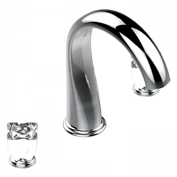 THG Pуtale de cristal clair Смеситель для ванны, 3 отв., цвет: хром/прозрачный хрусталь