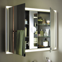 Burgbad Yso Зеркальный шкаф 82x65.6 см, с подсветкой, цвет: песочный глянцевый