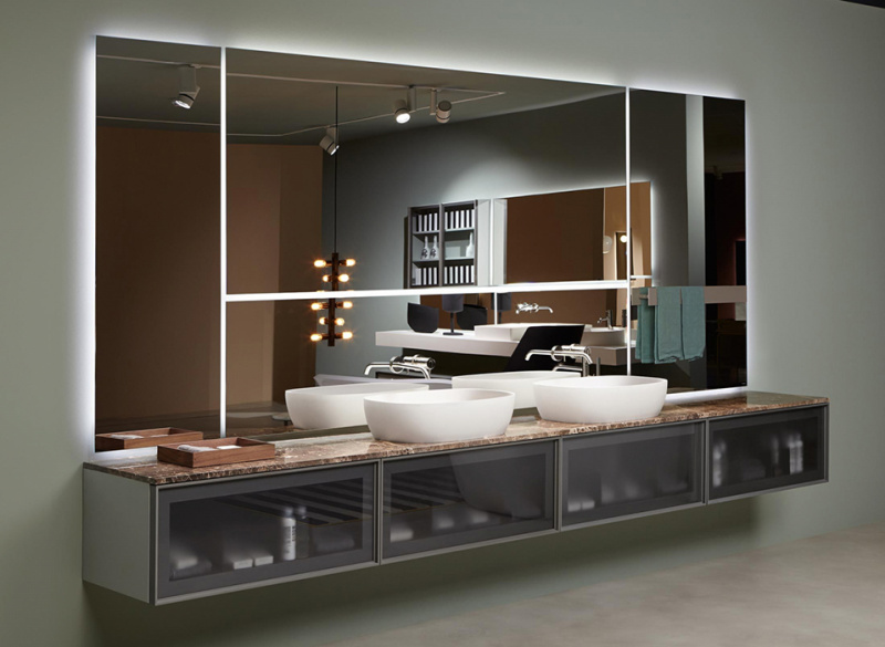 Antonio Lupi Bespoke Комплект мебели с 2 раковинами и зеркалами с подсветкой, цвет: titanio