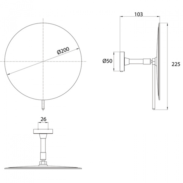 EMCO Pure Зеркало косметическое, Ø200мм, одинарный, emco-glue, 3x кратное увеличение, подвесной, цвет: хром