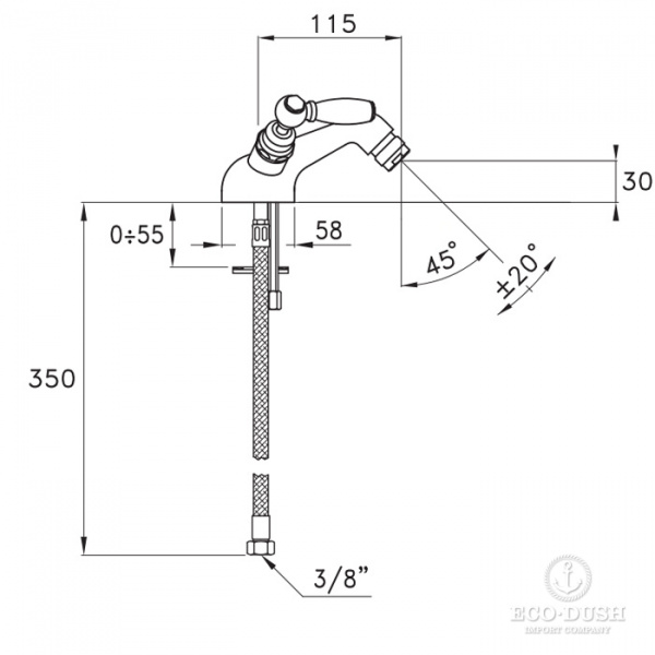 Stella Italica Leve Смеситель для биде на 1 отверстие 3602, цвет: хром