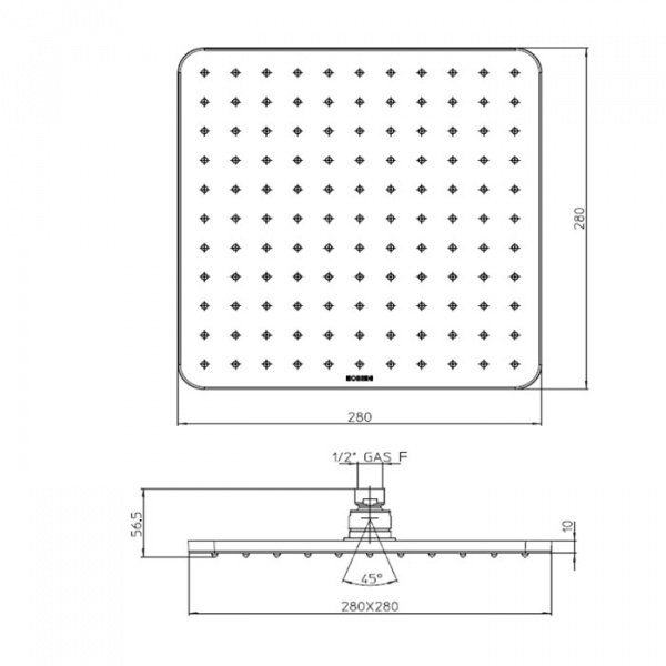Bossini Cosmo Верхный душ 28х28см, настенный, цвет: хром