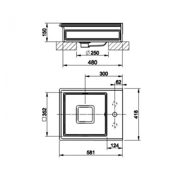 Gessi Eleganza Раковина 42х51 см, 1 отв., с переливом, цвет: белый