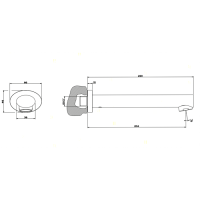 Gessi Ovale Настенный излив для ванны 200мм, цвет: хром