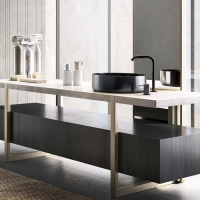 Gessi 316 Раковина 40 см, без отв., для установки на столешницу, без перелива, нержавеющая сталь, цвет: Black metal brushed PVD