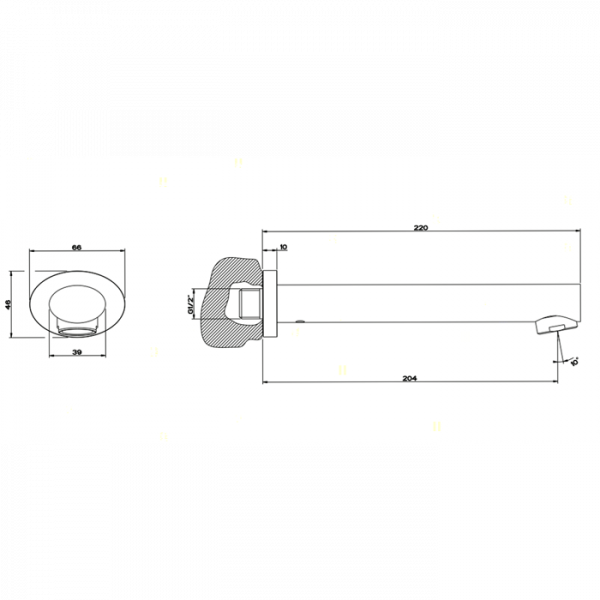 Gessi Ovale Настенный излив для ванны 200мм, цвет: хром