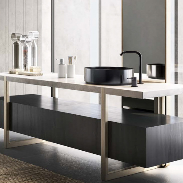 Gessi 316 Раковина 40 см, без отв., для установки на столешницу, без перелива, нержавеющая сталь, цвет: Black metal brushed PVD