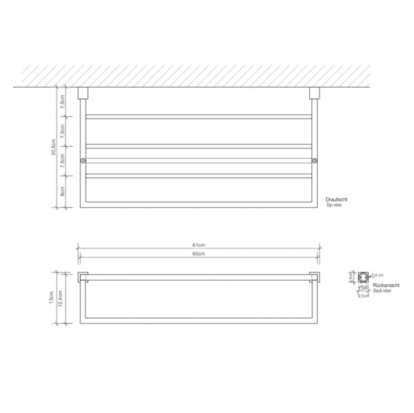 Decor Walther Corner KHT Полотенцедержатель 60см, подвесной, цвет: хром