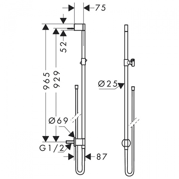 Axor One Душевая штанга со шлангом, цвет: хром