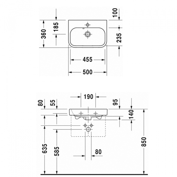 DURAVIT Happy D.2 Раковина 50x36 см, 1 отв., цвет: белый