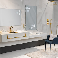 THG Dahlia Смеситель для раковины, 3 отв., цвет: золото