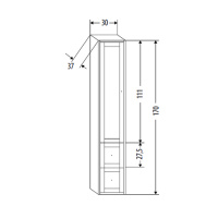 EBAN Domitilla Пенал подвесной 30х37хh170, с 1 дверка 2 ящ. , петли слева (SX), без ручек, цвет BIANCO ASSOLUTO