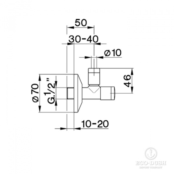 Cisal Угловой вентиль 1/2", цвет черный