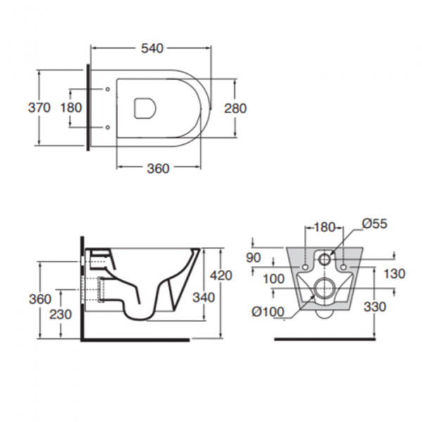 AZZURRA FORMA Унитаз подвесной 54х37х34см антигрязевое покрытие, цвет: белый
