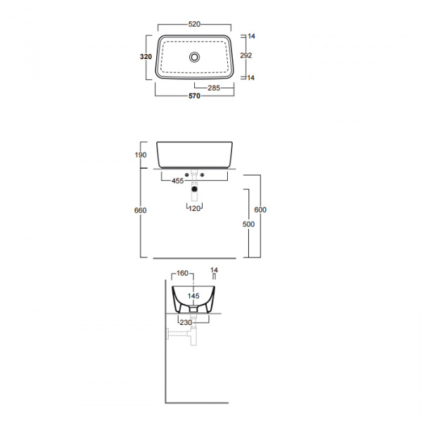 Simas Degrade Раковина-чаша 57 см, без отв., цвет: черный