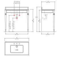 Devon&Devon Claridge Консоль 92х51см со столешницей (с 3отв-ми под смесит) мрамор bianco sivec,, ножки хром, с керам. раковиной York, цвет: белый
