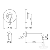 Stella 130 Встраиваемый смеситель для раковины 3863MC, цвет: хром