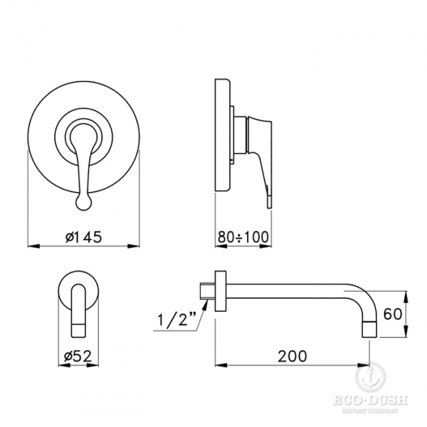 Stella 130 Встраиваемый смеситель для раковины 3863MC, цвет: хром