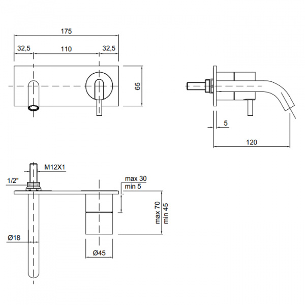 Antonio Lupi Ayati Смеситель для раковины, излив: 128 мм, цвет: шлифованная сталь