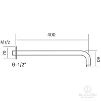HUBER Lynox Настенный излив 400мм, нержавеющая сталь
