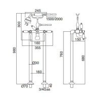 Sbordoni Livia Смеситель для ванны напольный h680мм с ручным душем, цвет: хром