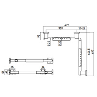 EMCO System2 Поручень, изогнутый, корпус черный, правый, 497x497мм, подвесной, цвет: хром