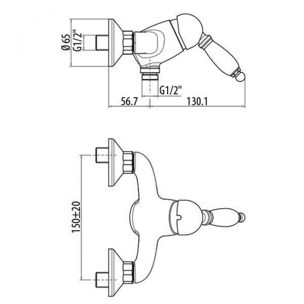 Gattoni Orta Смеситель для душа, с белой ручкой, цвет: золото 24кт
