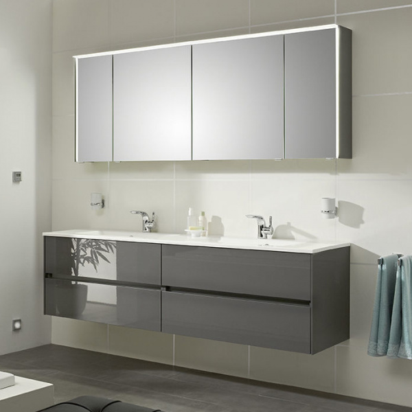 Pelipal Solitaire 6010 Комплект мебели с зеркальным шкафчиком и светильником, 182см,  Цвет: кварцевый серый глянец