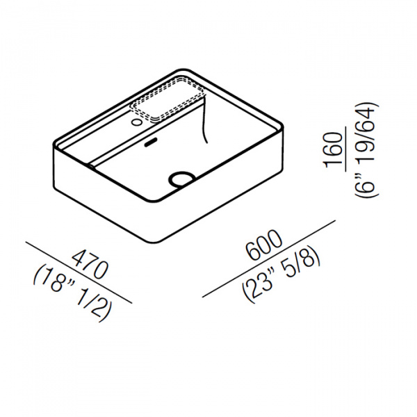 Agape Marsiglia Раковина 60x47x16 см, 1 отв., цвет: белый/темный серый