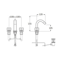 Armani Roca Baia Смеситель для биде на 3 отв., цвет: brushed steel