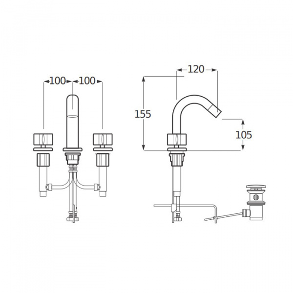 Armani Roca Baia Смеситель для биде на 3 отв., цвет: хром