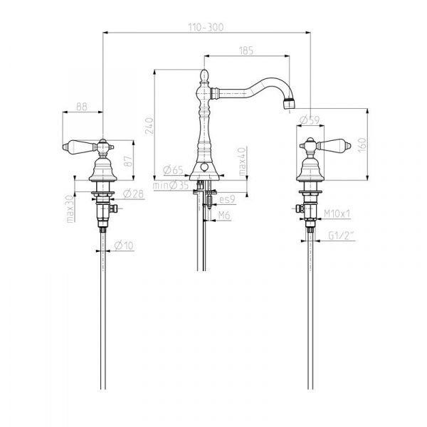Carlo Frattini Herend Chic Смеситель на раковину на 3 отверстия с вращающимся изливом, ручки Swarovski, цвет: хром