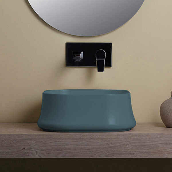 Simas SHARP Раковина 42х42 см, без отв., для установки на столешницу, без перелива, цвет: Navy matt